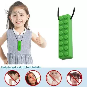 Детский молярный строительный блок из пищевого силикона с радужной оправой и шнуром, препятствующий глотанию, развивающий моторику полости рта, сенсорное жевательное ожерелье, прорезыватель для зубов I