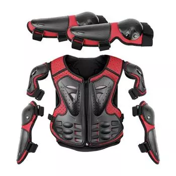 Детский мотоциклетный протектор, мотоциклетный жилет, детский защитный жилет для мотокросса, квадроцикла, мотоцикла, защиты груди, позвоночника, колена, локтя красный