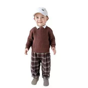 Детский мягкий трикотаж для мальчиков и девочек, вязаный свитер, одежда весна-осень, детский свитер с длинным рукавом, топы 0-6 лет 130 фиолетовый