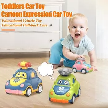 Детский мультяшный автомобиль с экспрессией, игрушечный пресс-движок, инерционный привод, тянущий назад, модель детского транспортного средства, развивающая игрушка для грузовиков, для малышей, мальчиков и девочек, подарок синий