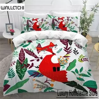 Детский мультяшный лис пододеяльник из микрофибры комплект постельного белья с милой тематикой животных одеяло покрывало King для детей взрослых девочек декор спальни 70x133cm 2pcs