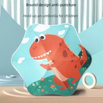 Детский мультяшный зонтик: Безопасные, с закругленными углами, антипрокольные, легкие, с длинной ручкой для мальчиков и девочек из детского сада и начальной школы.
