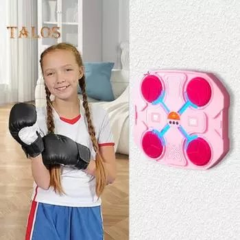 Детский музыкальный боксерский тренажер, настенная игрушка-мишень для ударов с перчаткой, совместимый с Bluetooth, домашний тренажер для бокса чёрный