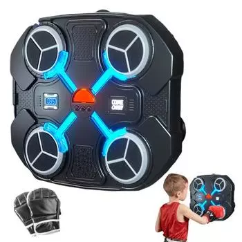 Детский музыкальный боксерский тренажер, настенная игрушка-мишень для ударов с перчаткой, совместимый с Bluetooth, домашний тренажер для бокса чёрный