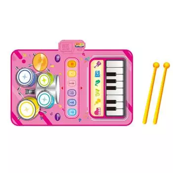 Детский музыкальный коврик для игры на пианино и барабанах 2 в 1 для детей ясельного возраста, напольная клавиатура, танцевальный коврик со звуками, детская игрушка, музыкальное одеяло синий