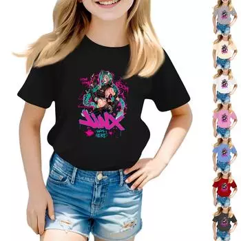 Детский набивной короткий рукав круглый вырез повседневный удобный свободный легкий топ 130 красный