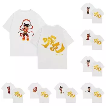 Детский набивной короткий рукав круглый вырез повседневный удобный свободный легкий топ 100 бежевый