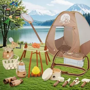 Детский набор для исследования природы, набор для приключений, мини-бинокль, детский компас, свисток, увеличительное стекло, коробка для ловли, палатка, сетка, песочный дизайн, обучающая игрушка C