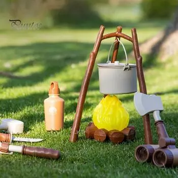 Детский набор для исследования природы, набор для приключений, мини-бинокль, детский компас, свисток, увеличительное стекло, коробка для ловли, палатка, сетка, песочный дизайн, обучающая игрушка C