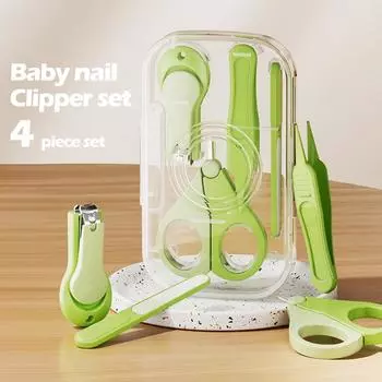 Детский набор для ногтей 4 в 1, безопасные кусачки для ногтей для новорожденных, пинцет, детский маникюрный набор для педикюра с футляром, портативные принадлежности для ухода за ребенком розовый
