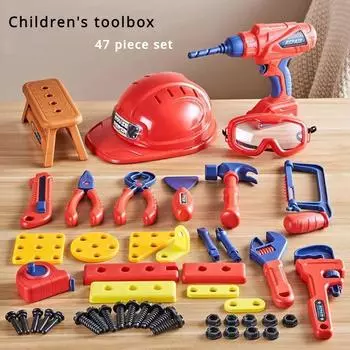 Детский набор инструментов для ремонта дома Crossing, сборка головоломки, набор игрушек для мальчика, имитация электрической дрели, винт (Без батареи)