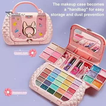 Детский набор косметики, моющийся настоящий косметический набор, набор косметики для родителей и детей, набор для принцессы на Рождество, день рождения, для девочек 7-14 лет розовый