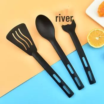 Детский набор кухонных принадлежностей из нейлона из 3 предметов: Ложка для слива, половник с шумовкой, вилка для лапши — портативные для путешествий и кемпинга secret spoon