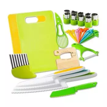 Детский набор ножей для настоящей готовки: 40 шт. Монтессори Кухонные принадлежности для малышей для мальчиков и девочек 2 3 4 5 6 7 8 9 10 лет, Игрушки в подарок на день рождения, Рождество