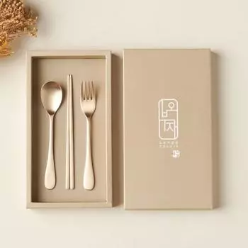 Детский набор столовых приборов Obuja Bangjja Yugi, медь, ложка+палочки+вилка+футляр