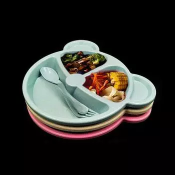 Детский набор тарелок Wheat Bear из 3 предметов, мультяшная посуда, разделенная на тарелки для завтрака, доставка, ложка и вилка #C1BMW# розовый