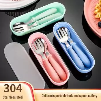 Детский набор вилок и ложек из нержавеющей стали для обучения детскому питанию – портативная посуда для кормления
