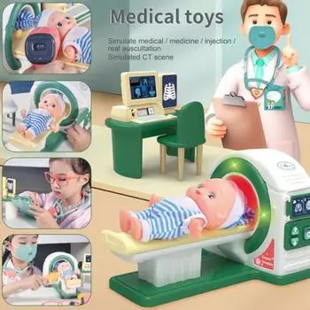Детский набор врача с настоящим компьютерным томографом, стетоскопом, медицинскими инструментами, обучающий ролевой набор игрушек для мальчиков и девочек 3-6 лет 1 Set