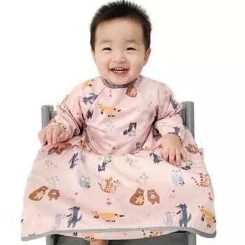 Детский нагрудник Bell Baby с полным покрытием и длинными рукавами для самостоятельного приготовления детского питания, большой, (Продление) Семейство милых животных, 1 шт., 1 шт.