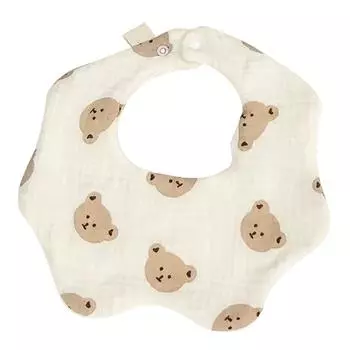 Детский нагрудник в форме лепестка, хлопковый, прекрасный, впитывающий влагу, мягкий, дышащий, многослойный детский нагрудник, медведь