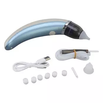 Детский назальный аспиратор двойного назначения электрический очиститель ушной серы для носа синий синий