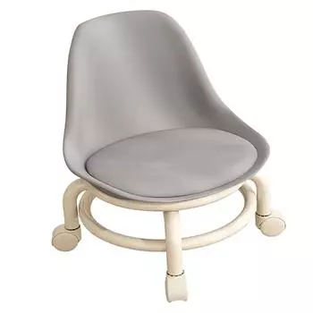 Детский низкий табурет на роликах со спинкой, низкий табурет на роликах с универсальными колесами, низкое сиденье на роликах серый