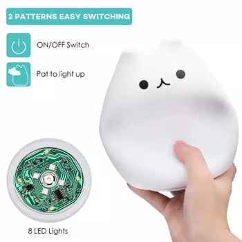 Детский ночник, EECOO Cute Cat Lamp Мягкая силиконовая чувствительная игрушка для декомпрессии с управлением от крана