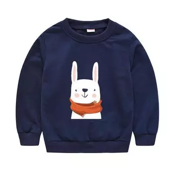 Детский новогодний красный свитер-пуловер с милым мультяшным аватаром, круглый вырез, рубашка, топы 90cm