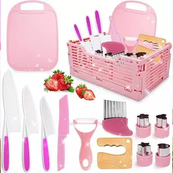 Детский нож, детский кухонный нож для детей 1 2 3 4 5 6 лет со складным контейнером для хранения и волнистым ножом, игрушки Монтессори, рождественские и подарки на день рождения