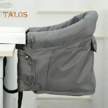 Детский обеденный стол-стул, складной, водонепроницаемая ткань Оксфорд, 5-точечный ремень безопасности, регулируемая система фиксации, переносной обеденный стул чёрный