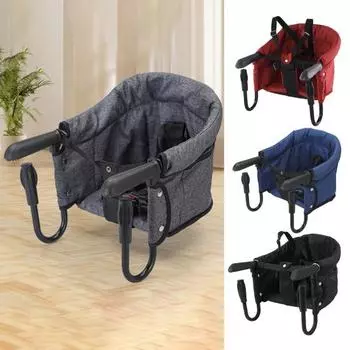 Детский обеденный стол стул складной водонепроницаемый ткань Оксфорд 5-точечный ремень безопасности регулируемое крепление чёрный