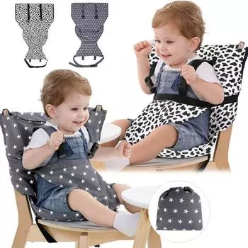 Детский обеденный стульчик с ремнем безопасности и толстой подушкой, детский регулируемый ремень безопасности для высокого стульчика, складное компактное детское сиденье для кормления младенцев A