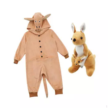 Детский очаровательный комбинезон с капюшоном в виде кенгуру, костюм животного для маскарада XS