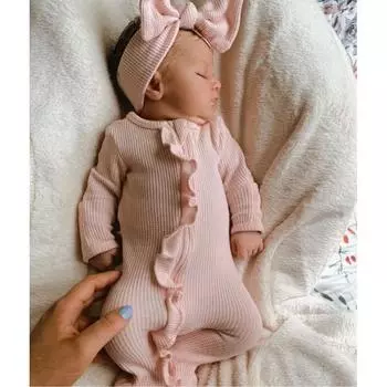 Детский однотонный боди с длинными рукавами на весну и осень 80