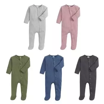 Детский однотонный комбинезон с застежкой на пуговицы, боди, комбинезон 6-9M