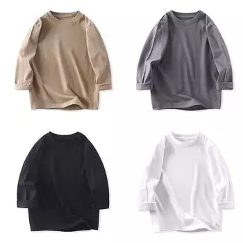 Детский однотонный свитшот с круглым вырезом для детей от 2 до 12 лет, детский повседневный свободный топ с длинными рукавами 150