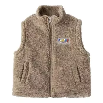 Детский осенне-зимний флисовый жилет на молнии без рукавов с лацканами 120