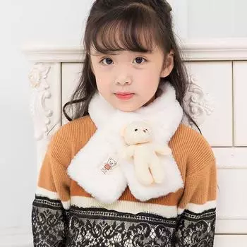 Детский осенне-зимний плюшевый детский шарф с милой мультяшной кроличьей шерстью, утолщенный теплый детский шарф для мальчиков и девочек