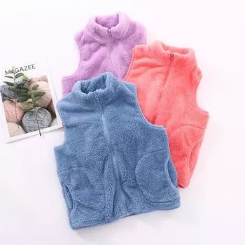 Детский осенне-зимний жилет WAM из овечьей шерсти Джокер Мао Мао в Европе и США, простой однотонный жилет, пальто 180cm синий