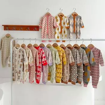 Детский осенний свитер, комбинезон для мальчиков и девочек, повседневная детская вязаная одежда, одежда для скалолазания в западном стиле. 66cm