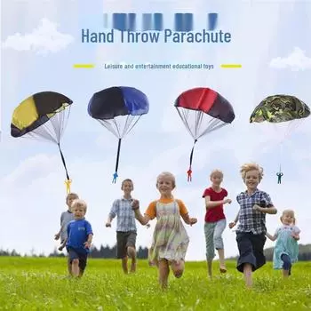 Детский парашют, метаемый вручную: незаменимая игрушка для игр на открытом воздухе в детском саду и для совместных игр родителей и детей. камуфляжный/синий