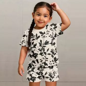 Детский патриотический наряд - комплект из 2 предметов: короткий рукав и шорты для мальчика и девочки 100