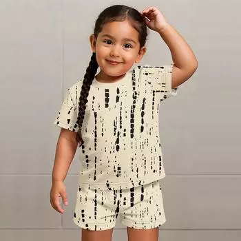 Детский патриотический наряд - комплект из 2 предметов: короткий рукав и шорты для мальчика и девочки 100