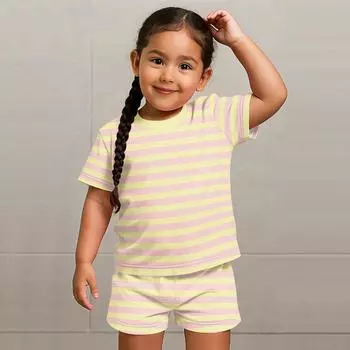 Детский патриотический наряд - комплект из 2 предметов: короткий рукав и шорты для мальчика и девочки 100