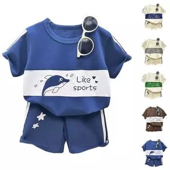 Детский патриотический наряд - комплект из 2 предметов: короткий рукав и шорты для мальчика 100 бежевый