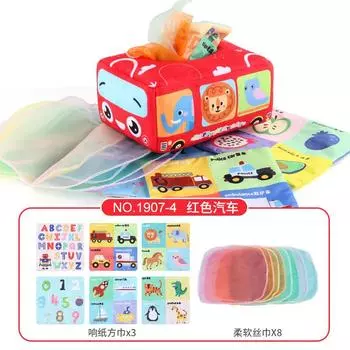 Детский пазл Раннее развитие Тканежная книга Игрушка Накачиваемая картонная шуршащая бумага Квадратное полотенце Транспорт Лес Познание Не рвется Накачиваемое бумажное полотенце