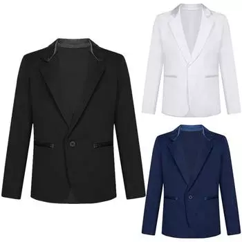 Детский пиджак джентльмена для мальчиков с лацканами и одной пуговицей, пиджак, верхняя одежда, формальный костюм для свадебной вечеринки 3-4 Years чёрный