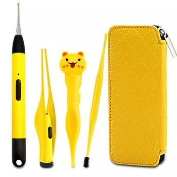 Детский пинцет для ушей и носа, кюретка, пинцет для удаления ушной серы, светодиодная подсветка, ложка для чистки ушей A