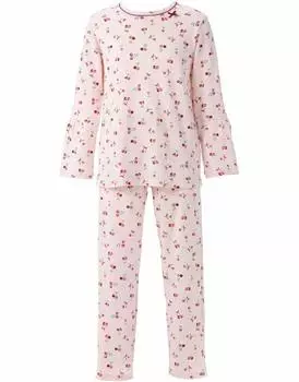 Детский пижамный комплект для девочек, длинные брюки из хлопка Wacoal Kids CTR126 PI 8 [Wacoal Junior] Рукава/длинные 100%