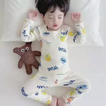 Детский пижамный комплект Monster из немецкого бархата с начесом на осень 90cm